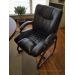 Black Leather Sleigh Guest Side Chair with Padded Arms